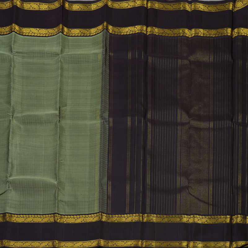 Hayagrivas Handloom Cement Green Kanjivaram Silk Saree Nagapazham border KBE1874L13-1