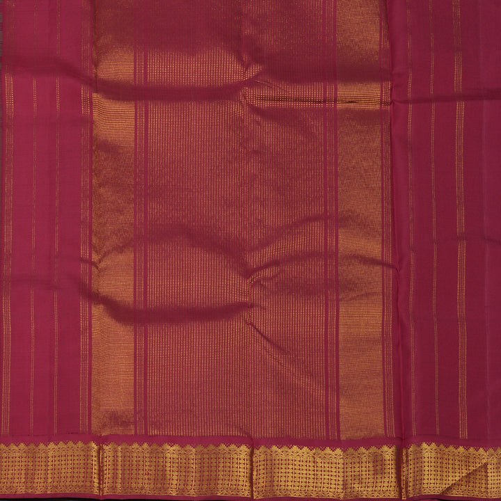 Hayagrivas Handloom Peacock Blue Kanjivaram Silk Saree with Maroon border KBE1874L17-1
