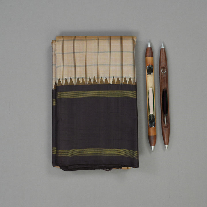 Hayagrivas Handloom Wheat Brown Kanjivaram Silk Saree with Deep Nagapazham border KBE1874L19-1