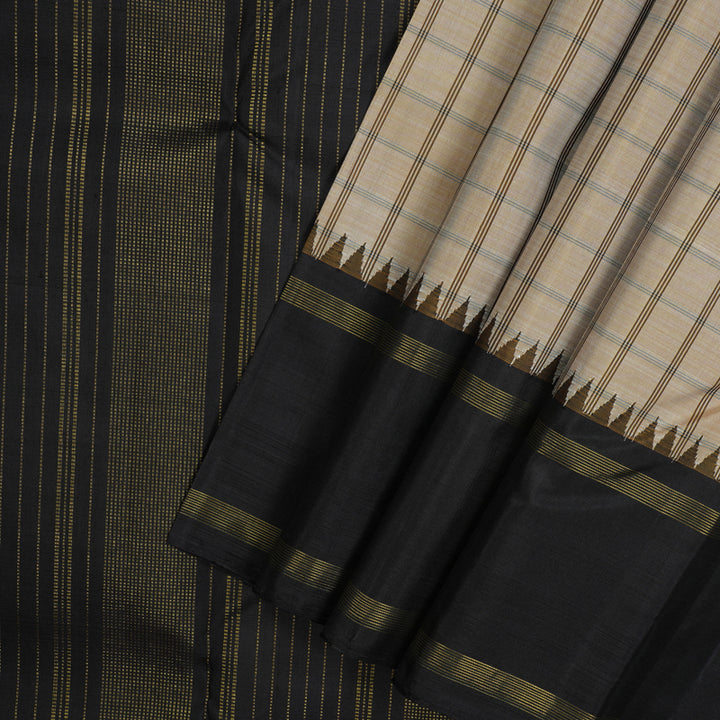 Hayagrivas Handloom Wheat Brown Kanjivaram Silk Saree with Deep Nagapazham border KBE1874L19-1