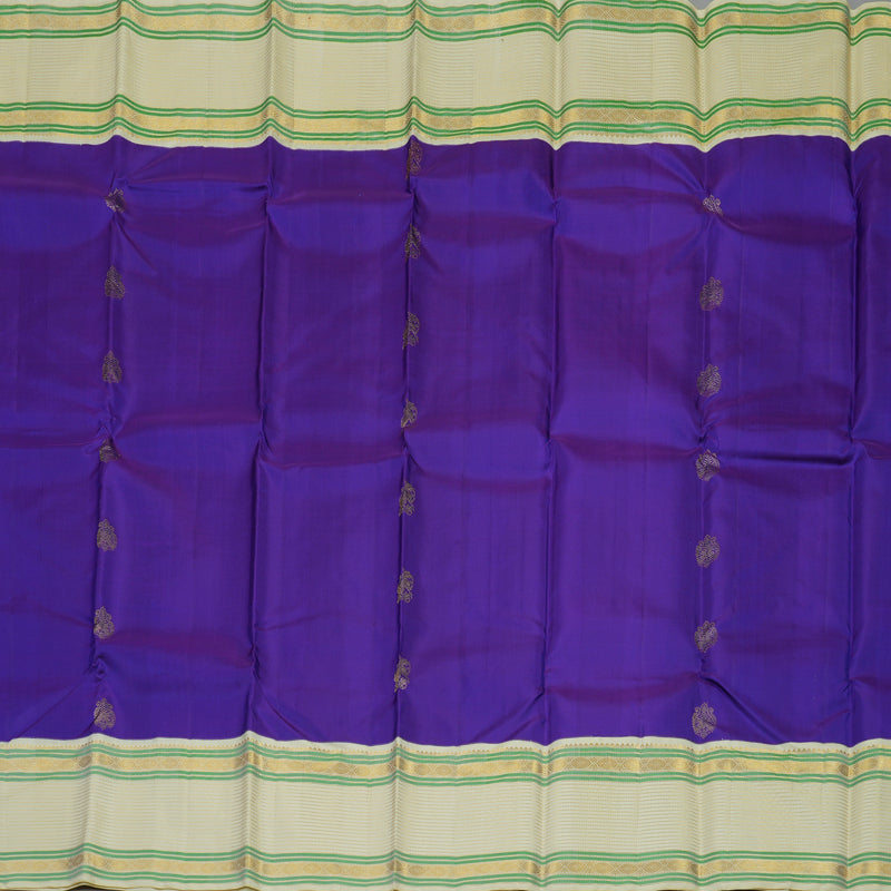 Hayagrivas Handloom Purplish Blue Kanjivaram Silk Saree with Cream border KBE1874L22-1