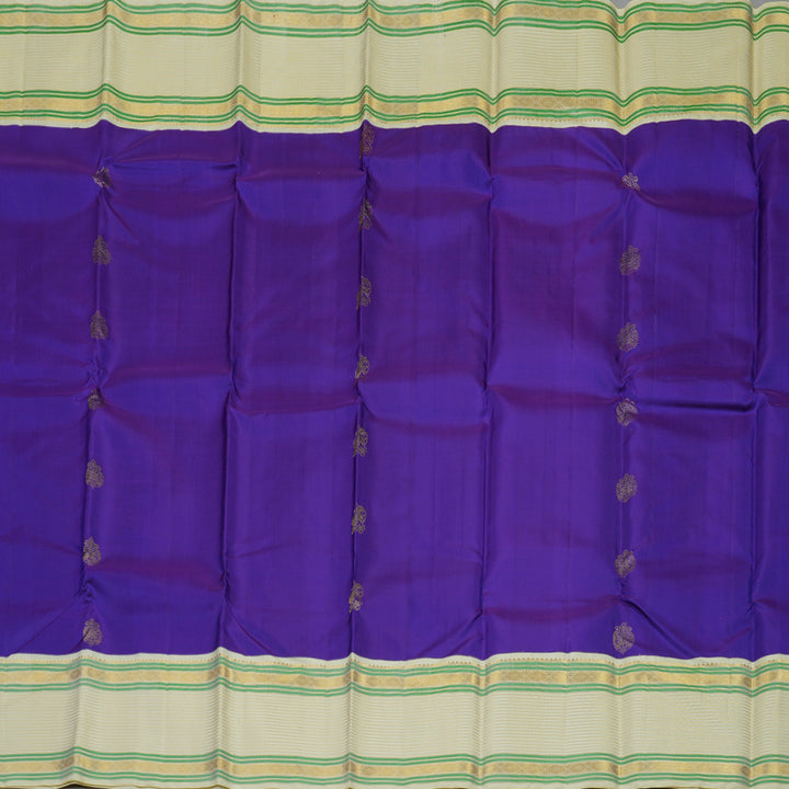 Hayagrivas Handloom Purplish Blue Kanjivaram Silk Saree with Cream border KBE1874L22-1