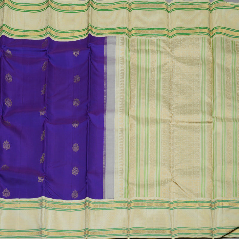 Hayagrivas Handloom Purplish Blue Kanjivaram Silk Saree with Cream border KBE1874L22-1