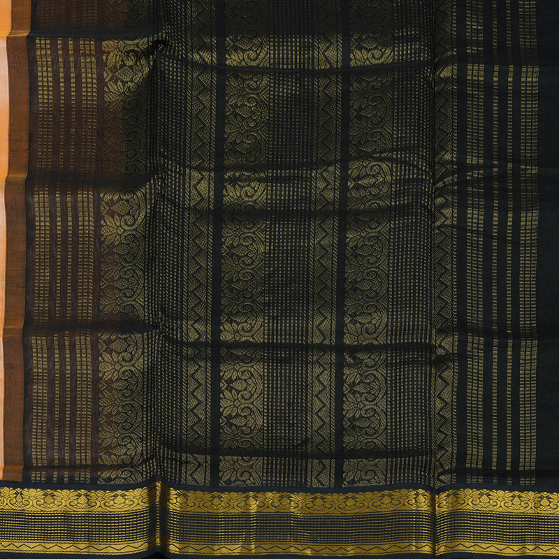 Hayagrivas Mild Peach Pure Silk Cotton Saree with Black Border KBE1875L1-9