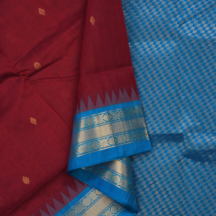 Hayagrivas Maroon Pure Silk Cotton Saree KBE1875L10-4