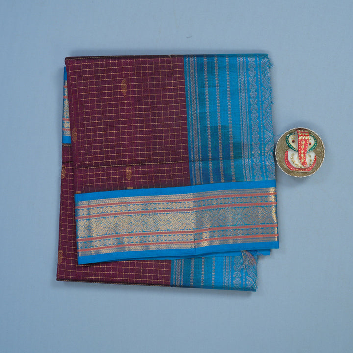 Hayagrivas Wine Purple Pure Silk Cotton Saree KBE1875L12-1