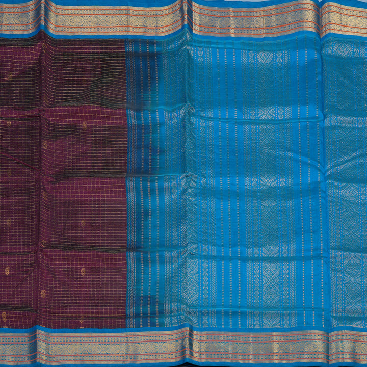 Hayagrivas Wine Purple Pure Silk Cotton Saree KBE1875L12-1