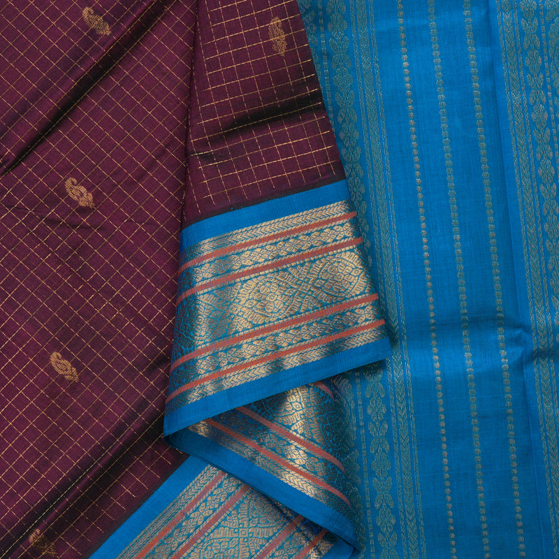 Hayagrivas Wine Purple Pure Silk Cotton Saree KBE1875L12-1