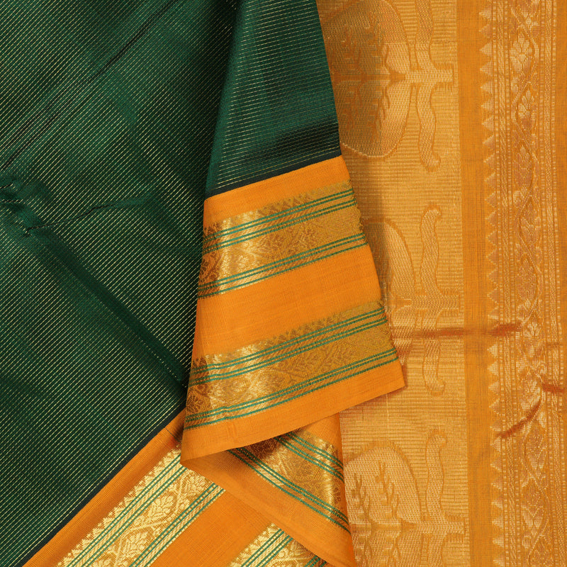 Hayagrivas Bottle Green Pure Silk Cotton Saree KBE1875L15-1