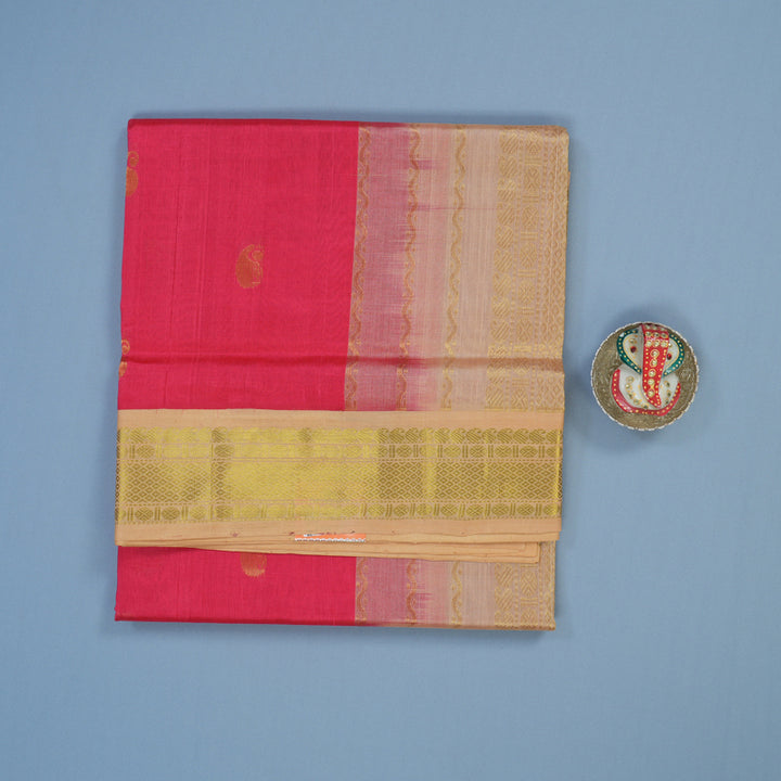 Hayagrivas Pink Pure Silk Cotton Saree with Sandal Border KBE1875L3-20