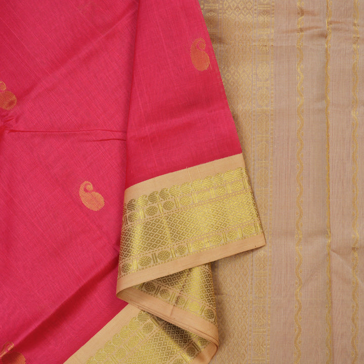 Hayagrivas Pink Pure Silk Cotton Saree with Sandal Border KBE1875L3-20