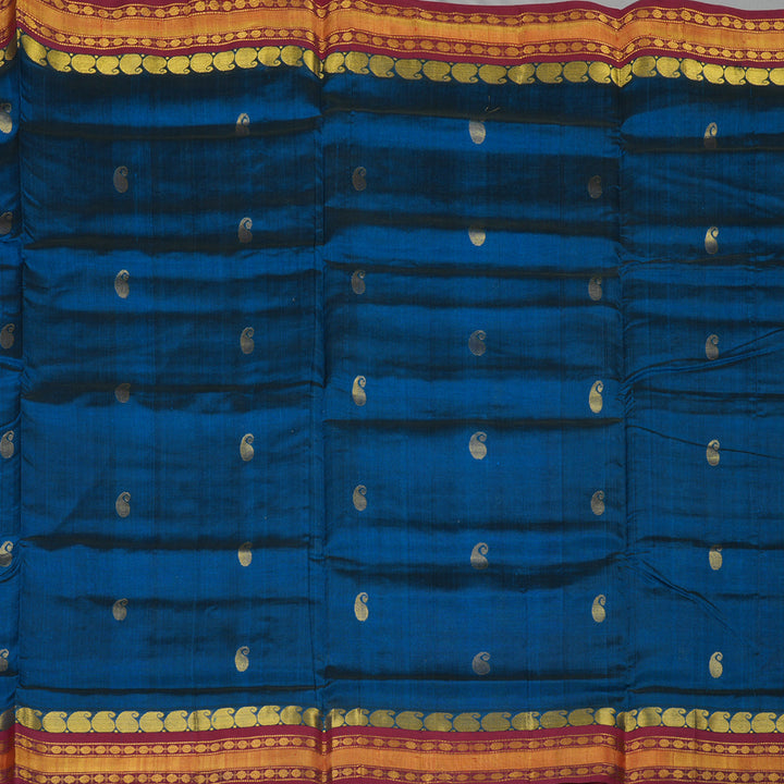 Hayagrivas Peacock Blue Pure Silk Cotton Saree KBE1875L3-6