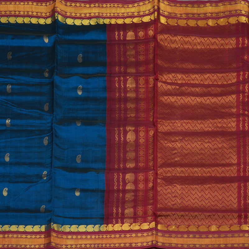 Hayagrivas Peacock Blue Pure Silk Cotton Saree KBE1875L3-6