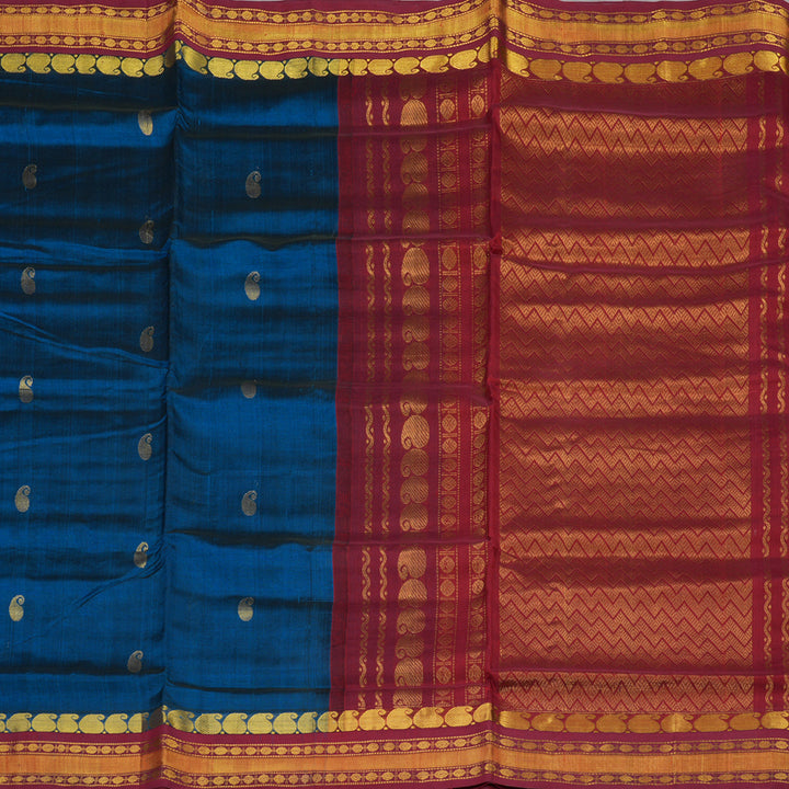 Hayagrivas Peacock Blue Pure Silk Cotton Saree KBE1875L3-6