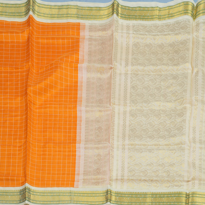 Hayagrivas Orange Pure Silk Cotton Saree KBE1875L4-14