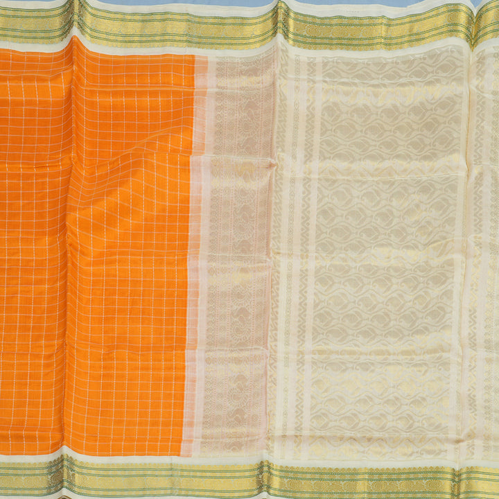 Hayagrivas Orange Pure Silk Cotton Saree KBE1875L4-14