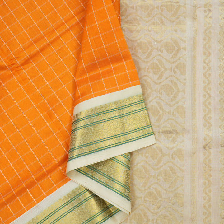 Hayagrivas Orange Pure Silk Cotton Saree KBE1875L4-14