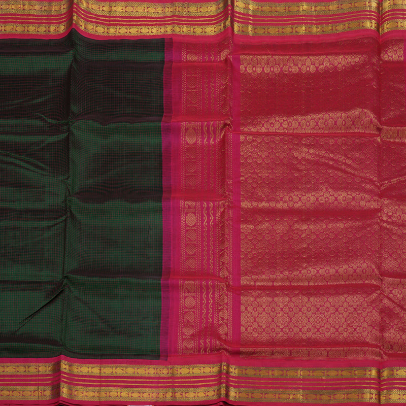 Hayagrivas Bottle Green Pure Silk Cotton Saree KBE1875L4-7