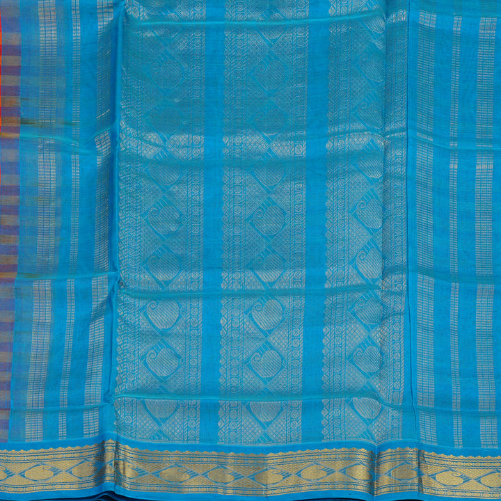 Hayagrivas Red & Orange Checks Pure Silk Cotton Saree KBE1875L7-9
