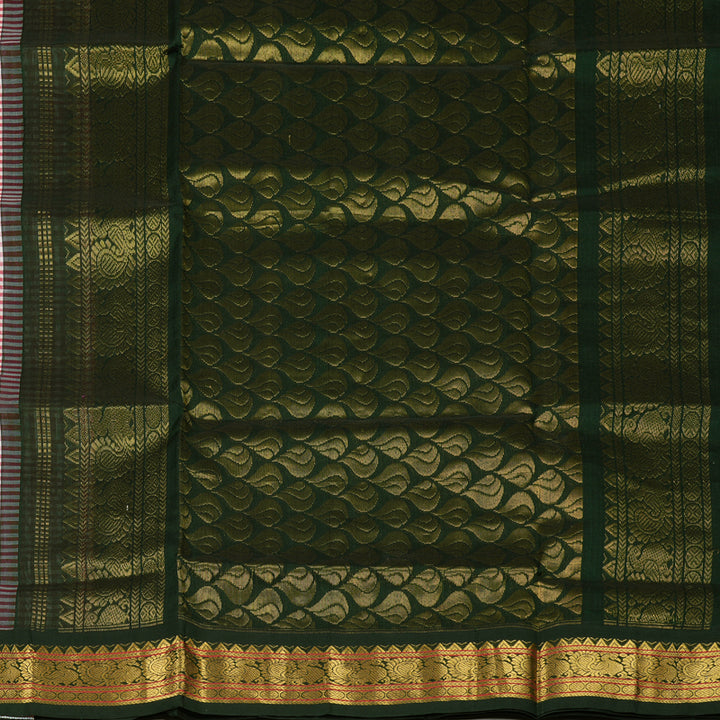 Hayagrivas Red & White Muted Checks Pure Silk Cotton Saree KBE1875L8-2