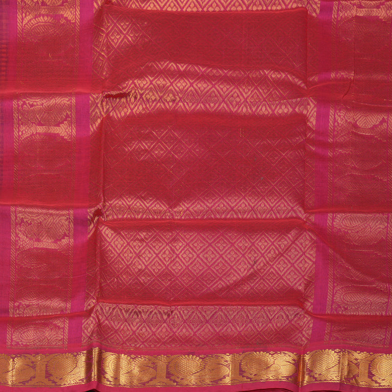 Hayagrivas Green & Yellow Muted Checks Pure Silk Cotton Saree KBE1875L8-7