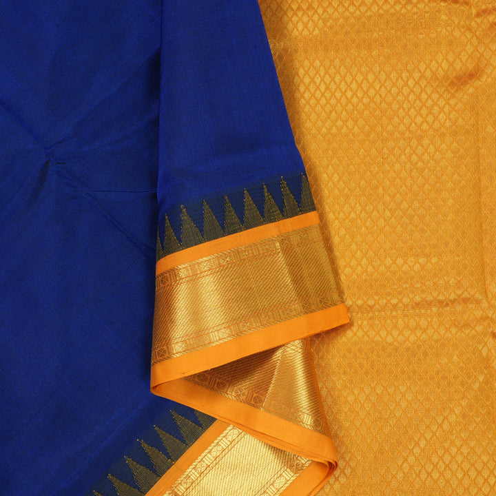 Hayagrivas Peacock Blue Pure Silk Cotton Saree KBE1875L9-10