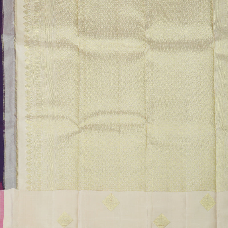 Hayagrivas Handloom Violet Kanjivaram Silk Saree with Multicolour Border KBE1879L2-2