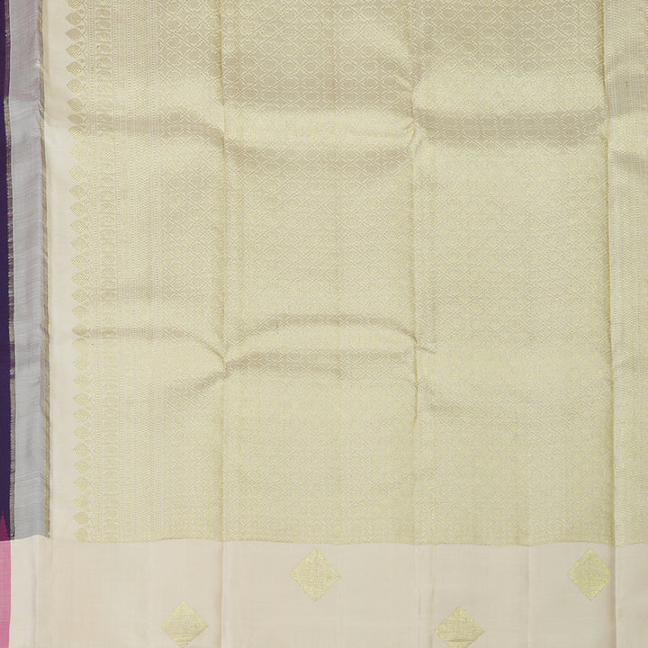 Hayagrivas Handloom Violet Kanjivaram Silk Saree with Multicolour Border KBE1879L2-2