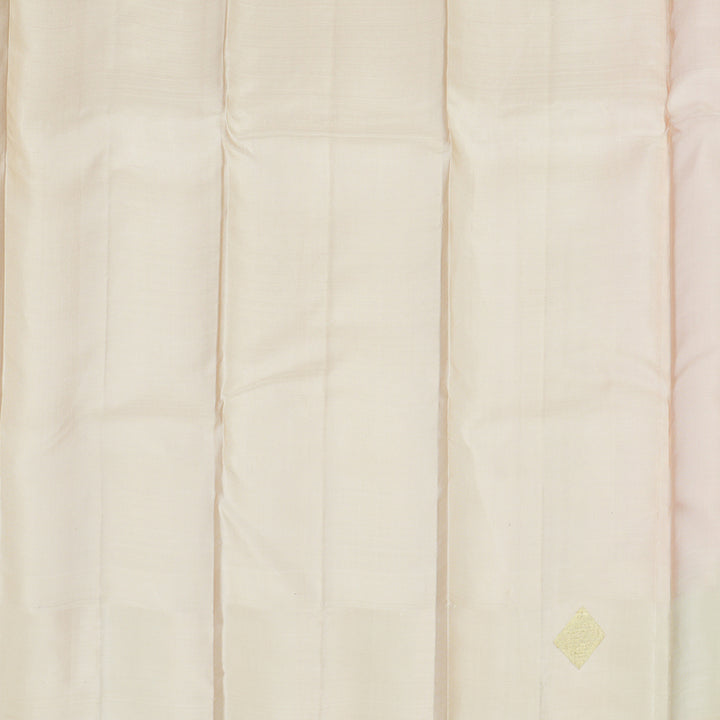 Hayagrivas Handloom Peach Pink Kanjivaram Silk Saree with Multicolour stripes Border KBE1879L2-3