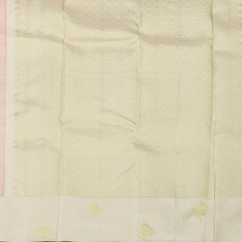 Hayagrivas Handloom Peach Pink Kanjivaram Silk Saree with Multicolour stripes Border KBE1879L2-3