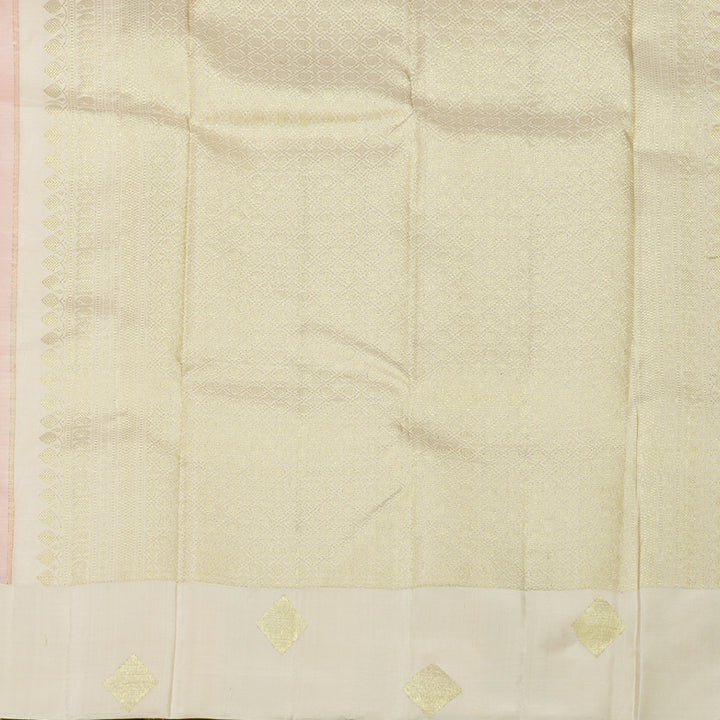 Hayagrivas Handloom Peach Pink Kanjivaram Silk Saree with Multicolour stripes Border KBE1879L2-3