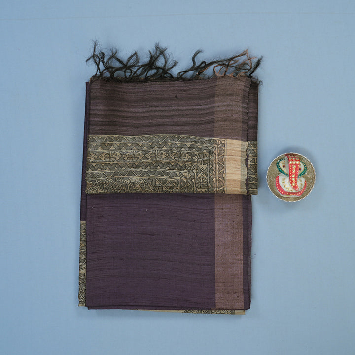Hayagrivas Purple Pure Tussar Silk Saree KBE1881L1-10