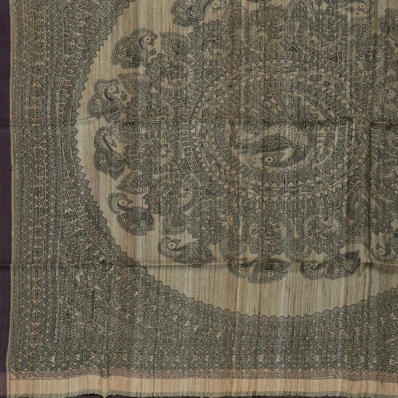 Hayagrivas Purple Pure Tussar Silk Saree KBE1881L1-10