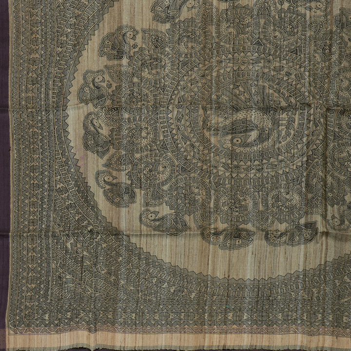 Hayagrivas Purple Pure Tussar Silk Saree KBE1881L1-10