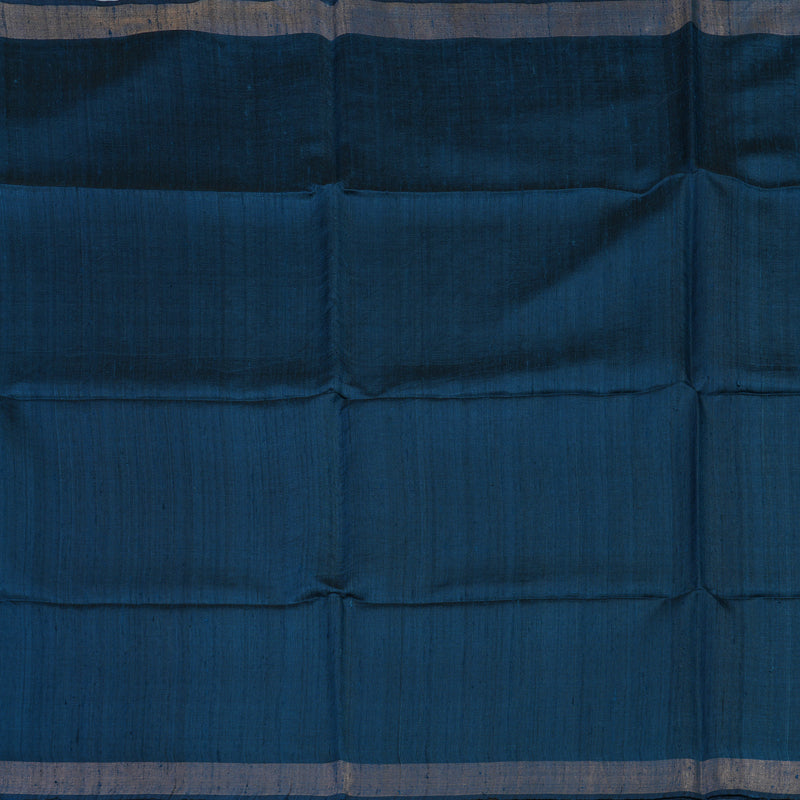 Hayagrivas Peacock Blue Pure Tussar Silk Saree KBE1881L1-3