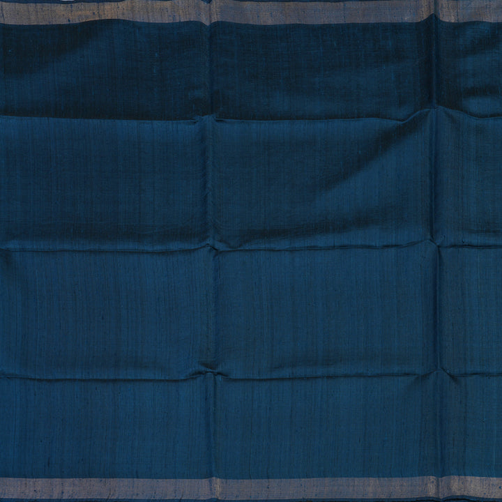 Hayagrivas Peacock Blue Pure Tussar Silk Saree KBE1881L1-3