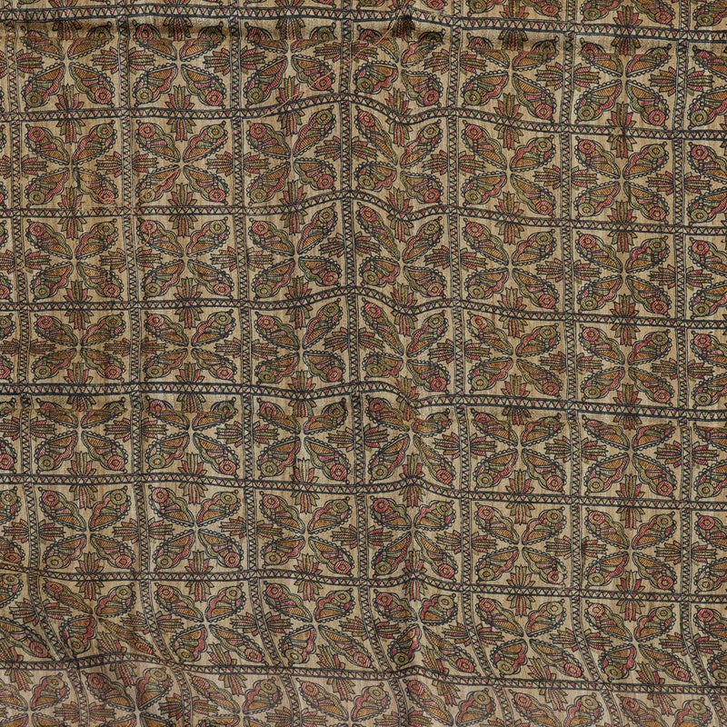 Hayagrivas Mustard Pure Tussar Silk Saree KBE1881L2-1