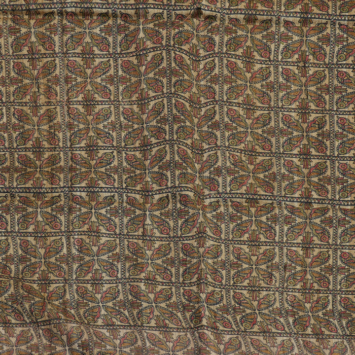 Hayagrivas Mustard Pure Tussar Silk Saree KBE1881L2-1