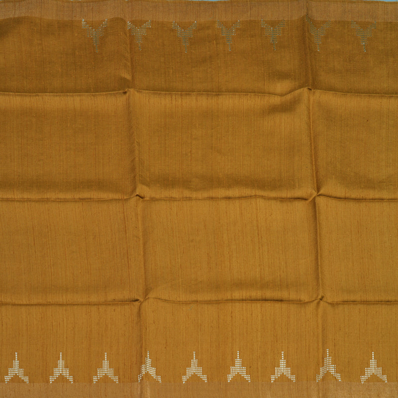 Hayagrivas Mustard Pure Tussar Silk Saree KBE1881L2-1