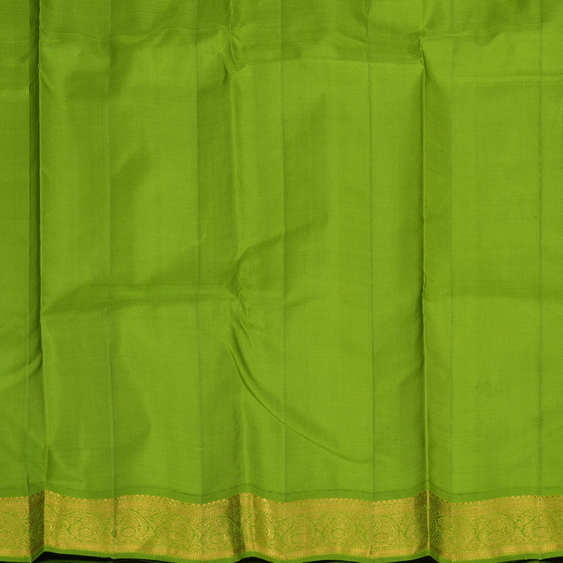 Hayagrivas Handloom Black Kanjivaram Silk Saree with Parrot Green border KBE1883L2-1