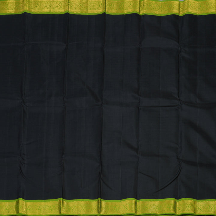 Hayagrivas Handloom Black Kanjivaram Silk Saree with Parrot Green border KBE1883L2-1