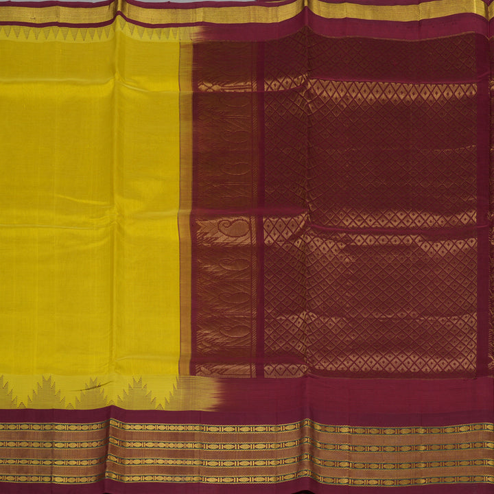 Hayagrivas Yellow Pure Silk Cotton Saree KBE1884L1-2