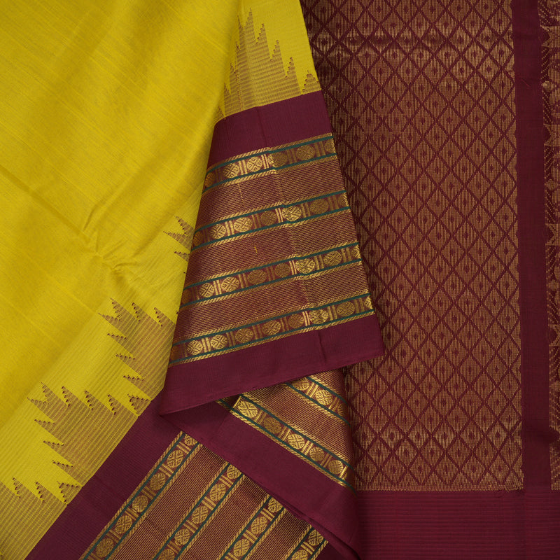 Hayagrivas Yellow Pure Silk Cotton Saree KBE1884L1-2
