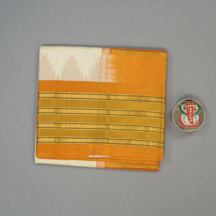 Hayagrivas Half-White Pure Silk Cotton Saree KBE1884L1-4