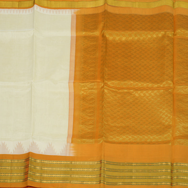Hayagrivas Half-White Pure Silk Cotton Saree KBE1884L1-4