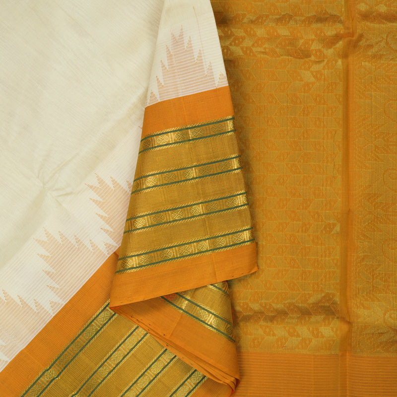 Hayagrivas Half-White Pure Silk Cotton Saree KBE1884L1-4