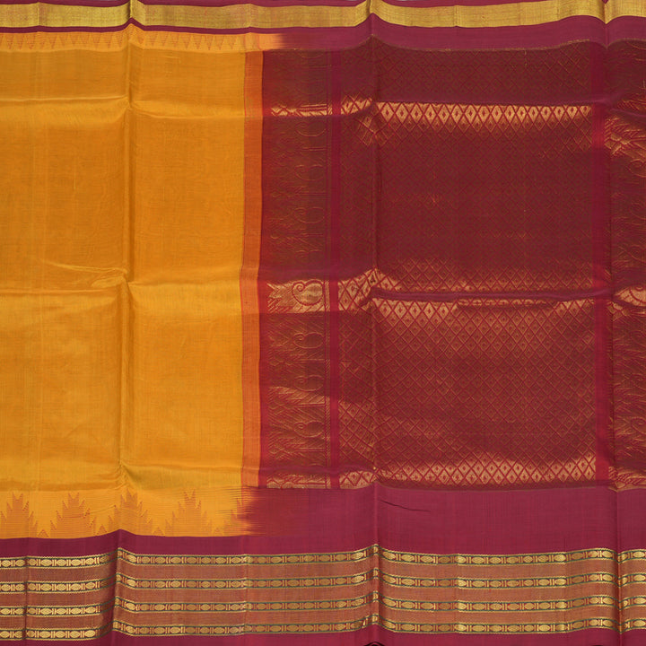 Hayagrivas Turmeric Yellow Pure Silk Cotton Saree KBE1884L1-6