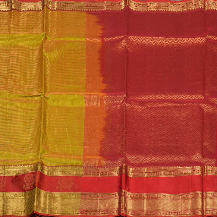 Hayagrivas Yellowish-Green Pure Silk Cotton Saree KBE1884L3-2