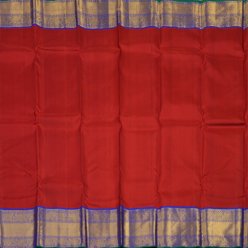 Hayagrivas Handloom Red Kanjivaram Silk Saree with MS Blue Border KBE1886L10-1