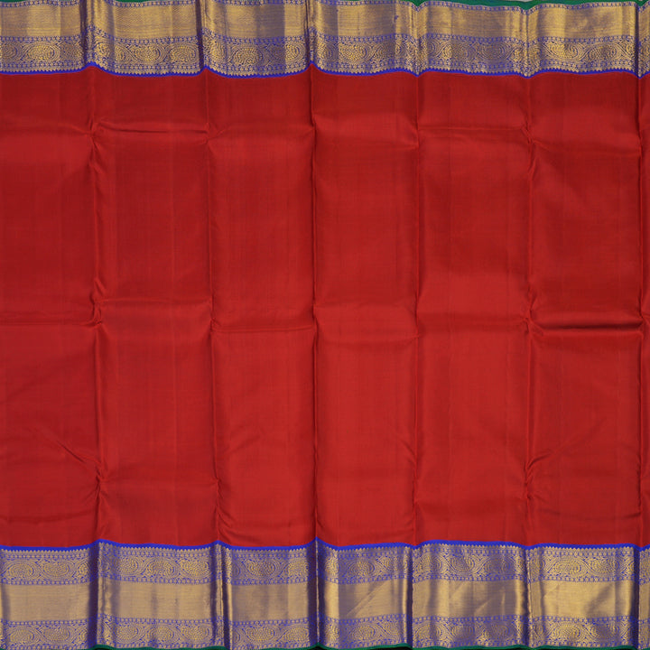 Hayagrivas Handloom Red Kanjivaram Silk Saree with MS Blue Border KBE1886L10-1